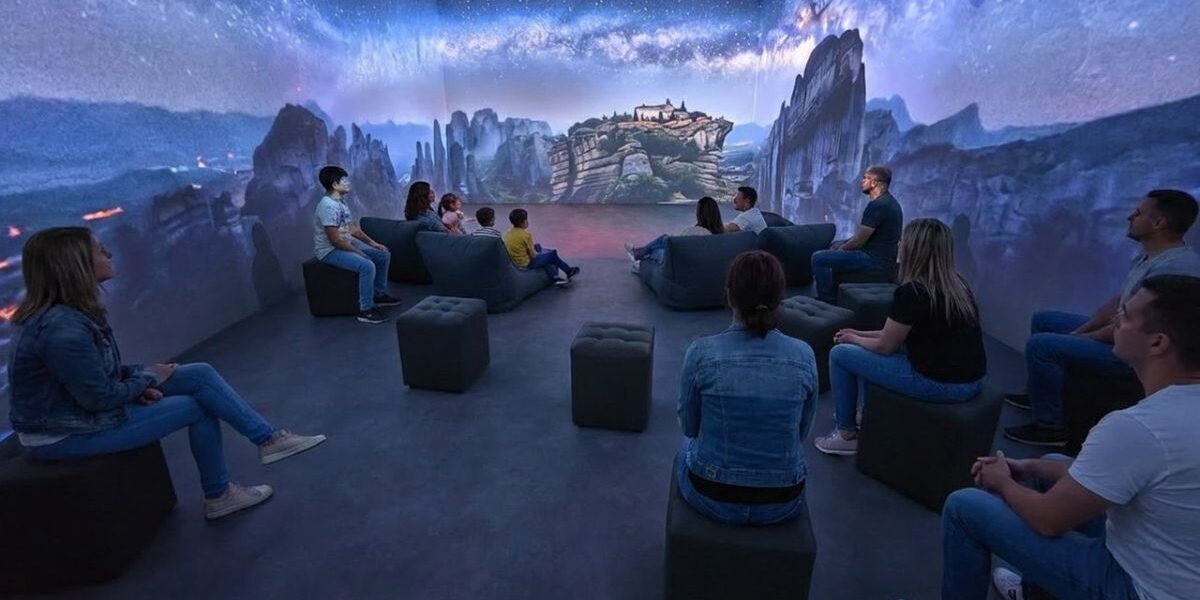 Η αίθουσα 360 της Terra Immersia: η προβολή καλύπτει και τους τέσσερις τοίχους